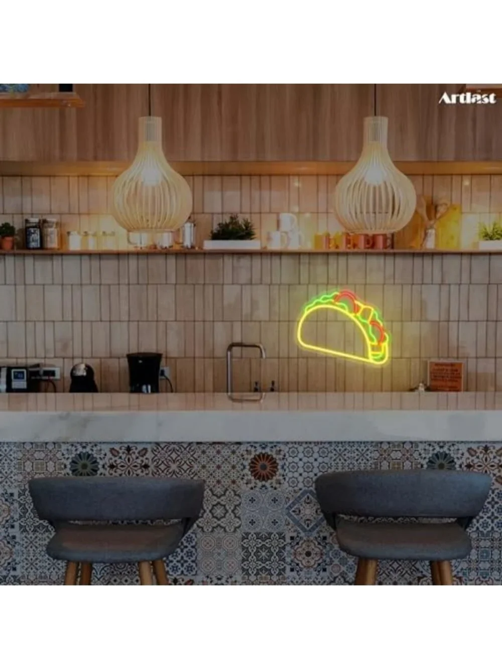 LED Taco Neon Sign - Fun Wall Decor for Kitchen, Taco Bar, or Party Decorations